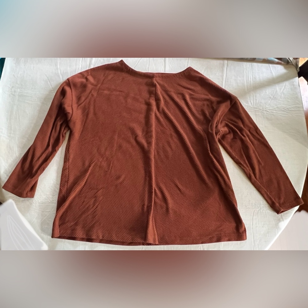 Ava and Viv Burnt Orange Ribbed Women’s Plus Size Long Sleeve Sweater Sweatshirt